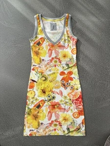 Sommerliches Sexy MARC-CAIN Kleid, fröhliches Gelb-weiß-orange Muster Gr. 34-36 - Bild 1 von 5