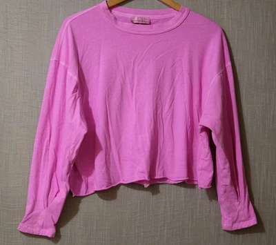 ¡Nuevo sin etiquetas! Camiseta corta cuadrada de gran tamaño lavada Zenana Enzyme rosa intenso para mujer S/M #A3-63 Foto 1 de 4