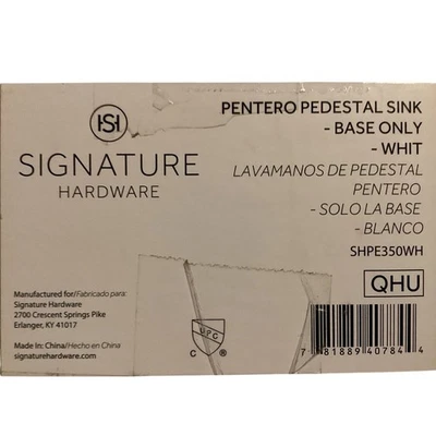 Signature Hardware SHPE350WH Pentero Fireclay Pedestal Base ONLY - White - Image 1 of 2