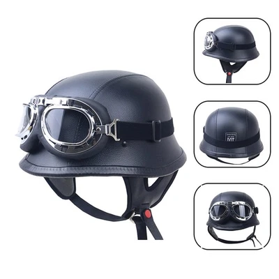 TJF Retro M,L,XL Mit Brille Motorradhelm Mopedhelm Motorrad Harley Halbschale DE+