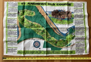 Vintage Linanne Leinen Geschirrtuch mit St Andrews Old Course Muster Golf Geschenkidee - Bild 1 von 4