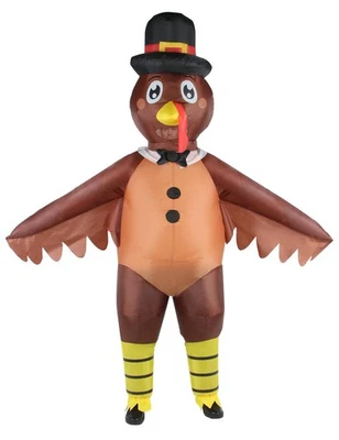 感恩节充气土耳其服装套装成人男式滑稽炸毁土耳其... — 第 1/4 张图片