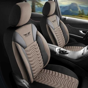 Fundas de asiento de coche adecuadas para Renault Laguna en negro beige 768N043 - Imagen 1 de 6