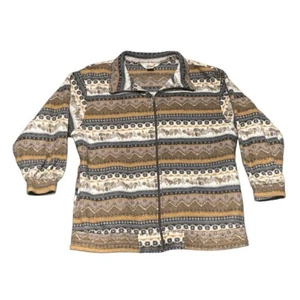 Vintage Haband Womens Multicolor Aztec Navajo Full Zip Fleece Jacket Size XL. - Picture 1 of 4