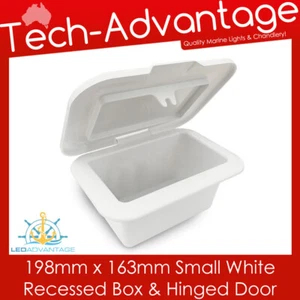 NUEVO 198 x 163 mm Pequeña Caja de Almacenamiento Compacta Blanca - Puerta con Bisagras - Barco Caravana - Imagen 1 de 6