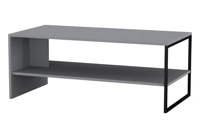 2 Tier Wooden Coffee Table with Open Storage Shelf Living Room Furniture Grey - Image 1 of 2