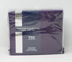 AQ Textiles Grayson 950 Thread Count Cotton Rich 4-Pc Sheet Set - QUEEN - Purple - Picture 1 of 3