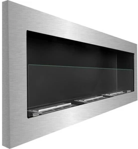 Bio Ethanol Fireplace Biofire Fire Stainless Steel Wall Glass 1400 x 400 Modern - Picture 1 of 10