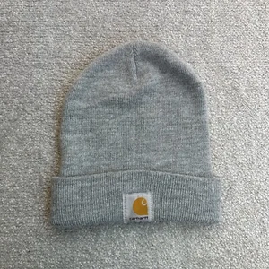 CARHARTT Retro Herren 90er Mütze Beanie Wintermütze Strickmütze Logo 0020 Grau - Bild 1 von 6