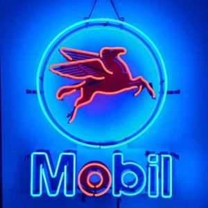  Mobil Gas Oil Pegasus Gasoline 24"x20" Neon Lamp Light Sign HD Vivid Printing - Picture 1 of 14
