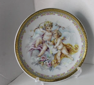 Plato T.Limoges Depos Vintage Querubín Porcelana Oro Recortado Italia - Imagen 1 de 9