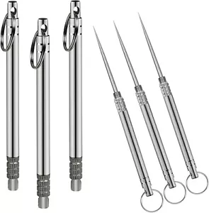 3 Stück Tragbare Titan-Zahnstocher, Metalltasche, Zahnstocher, Edelstahl, Wieder - Bild 1 von 6