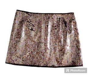 Retro Pailletten Damen Minirock Y2K Party Rave Club 9 10 Kupfer Rosa Gold - Bild 1 von 4