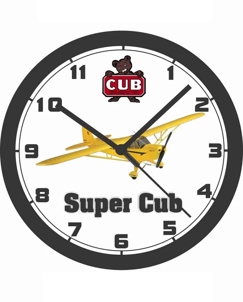 PIPER SUPER CUB 飞机 10 英寸挂钟  — 第 1/1 张图片