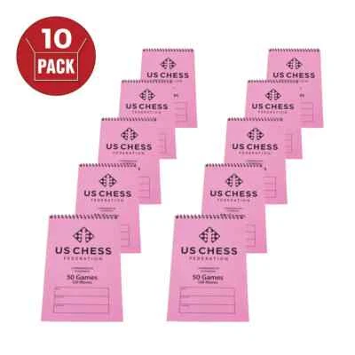 US Chess Federation's Commemorative Spiral Chess Scorebook - PINK (10 Pack) - Image 1 of 2
