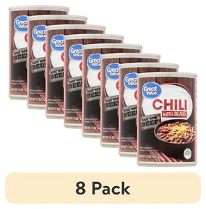 (8 pack) Great Value Chili with Beans 15 oz Can - Picture 1 of 10