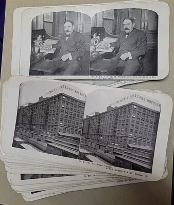Tarjetas estereoscópicas Sears Roebuck Chicago Illinois Town Factory Campus 49 piezas c1904 Foto 1 de 4