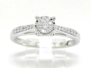 Brillant Ring 585 Weißgold 14Kt Gold 21 Brillanten 0,12ct Verlobungsring  - Bild 1 von 7
