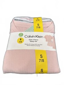Calvin Klein Girls 3 Piece Sleep Set - Size S 7/8 - Pink - Picture 1 of 2