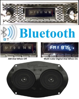 1955 Chevy Bel Air Bluetooth Stereo Radio + Speaker Multi Color Display USA 740 - Image 1 of 3