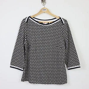 Boden Womens Sweater Top Womens 14 Black White All Over Geometric Print Pullover - Picture 1 of 7