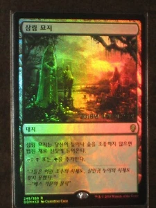 (Pre-release Foil) [NM] MTG Korean, Dominaria, 1 x Woodland Cemetery - Picture 1 of 1