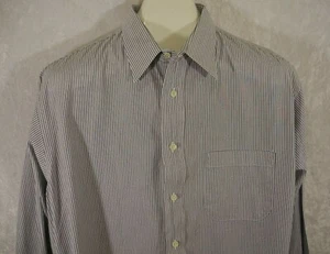Camicia Burberrys Of London con bottoni davanti grigia righe bianche made in USA taglia 17 35 - Foto 1 di 10