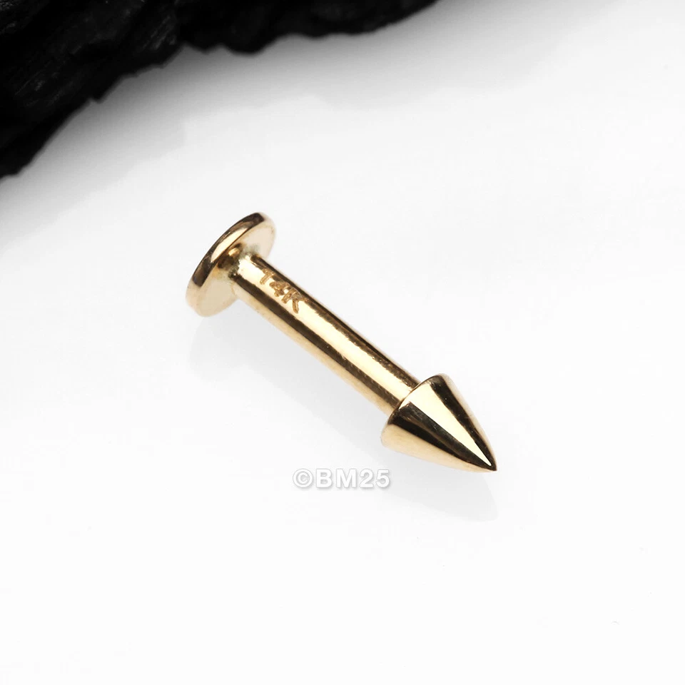 Labret de tachuelas con parte superior de espiga de oro de 14 quilates Foto 1 de 4