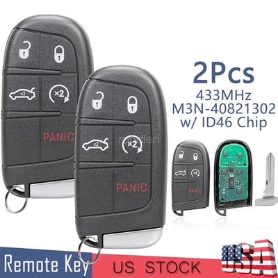 2 para Dodge Challenger Dart Smart Remote Llavero 5 Botones M3N-40821302 2014-2016 Foto 1 de 4
