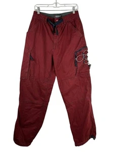 Vtg American Eagle Mens Size W34 L34 Baggy Paratrooper Pants Cargo Red - Picture 1 of 17