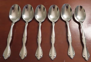 Oneida CANTATA Set of 6 Soup Spoons  Glossy China Stainless Flatware  Lot E - Picture 1 of 4