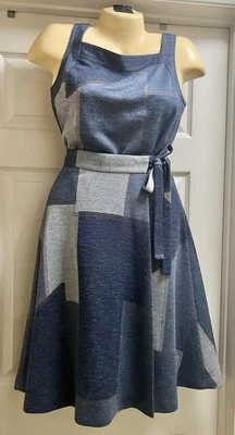 Vtg 70’s Collegian Of California Polyester Denim Patchwork Top Wrap Skirt Sz 7-8 - Image 1 of 4