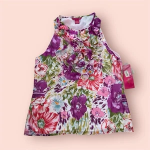 Vintage Sunny Leigh Floral Halter Blouse Y2K 90s Ruffled - Picture 1 of 8