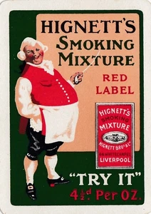 TOBACCO ADS - HIGNETT'S SMOKING MIXTURE - 1 - single vintage playing cards - Picture 1 of 1