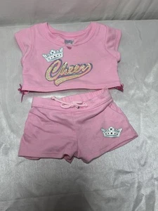 Build a Bear Pink Cheer Sequin Bling Outfit Shorts Top Y2K BAB - Picture 1 of 6