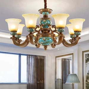 European Style Retro Chandelier Retro Floral Print Design Ceiling Light Fixture  - Picture 1 of 9