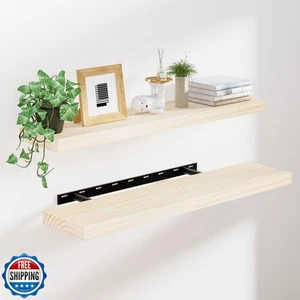 Heimlove 36 inch Floating Shelves for Wall,2 Packs Natural Pine Solid Wood Ba - Picture 1 of 5