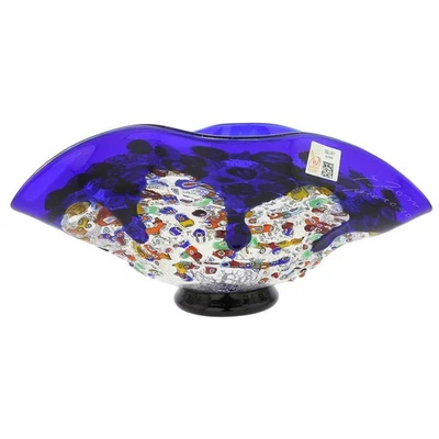 GlassOfVenice Murano Millefiori Art Glass Wavy Bowl - Blue - Image 1 of 4