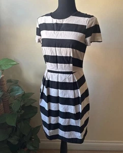 H&M Cream And Black Striped Short Sleeve Dress. Size S - Picture 1 of 6