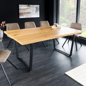 Moderner Esstisch LOFT 160cm Eichenholz-Design schwarze Metallbeine Kufengestell - Bild 1 von 12
