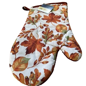 Herbst Ofenhandschuh Herbstblätter Eicheln rot orange Erntedank Küchenzubehör - Bild 1 von 8