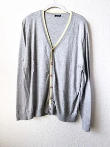 Magaschoni graue Baumwoll-Kaschmir-Mischung Strickjacke Kontrastbesatz Frühling Gr. M - Bild 1 von 6