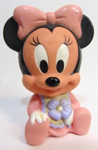 Disney Minnie Mouse Chirriante Juguete ARCO 5.5" Alto Vintage Coleccionable Flor Babero - Imagen 1 de 7