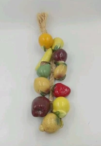 Vintage Braided Sisal Rope With Fruit Country Farmhouse Decor 14"wall Hanging - Picture 1 of 17