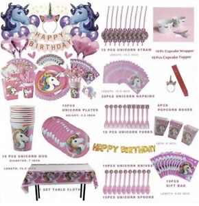 Unicorn Party Supplies Set & Tableware Kit Birthday Bday Party Decorations