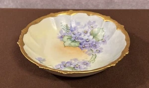 Vintage Rosenthal Bavaria Scalloped Round Bowl • Early 1900s Floral & Gold 6.5” - Picture 1 of 17