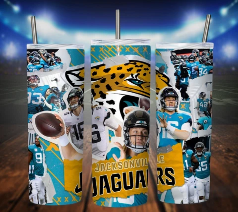 20oz Jacksonville Jaguars NFL tumbler with box, lid and straw Cover