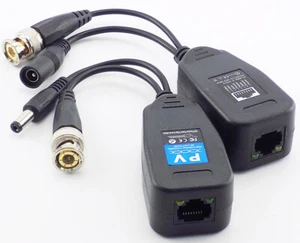 1 Pair CCTV Passive Video Balun Power HDTVI/CVI/AHD/CVBS BNIBBNC to CAT5 RJ45 - Picture 1 of 8
