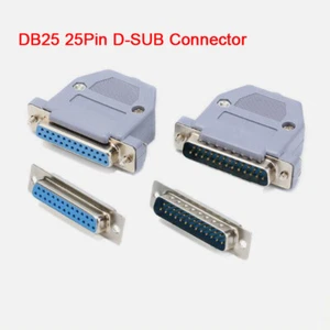 DB25 25 Pin D-Sub Plug Female / Male Cable Connector Solder Type Plastic Shell - Picture 1 of 14