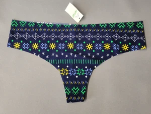 Aerie Thong Panties Womens M Blue Super-Soft Lightweight Abstract Print New - Picture 1 of 7